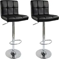 Woltu 2 x Barhocker, drehbar und höhenverstellbar, Kunstleder, Schwarz