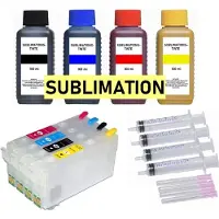 Inkpro Wiederbefüllbare Tintenpatronen kompatibel mit Epson 405 XL + 4 x 100 ml Sublimationstinte für WF-7310 7830 7835 7840 3280 3825 4820 4825 4830