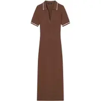 Armani Exchange für Damen. XW002244AF10352U6136 Braunes Midi-Polokleid (M), Lässig, Viskose, Kurzarm