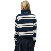 Superdry Athletic Essential Cropped Stripe Rugby Langarm-polo