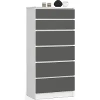 Home Collective Kommode in weiß-grau mit 6 geräumigen Schubladen, 60 cm breit, 130 cm hoch Kommode Schlafzimmer Flur Wohnzimmer Organizer Kommode mit Schubladen Holz Highboard Sideboard Schrank