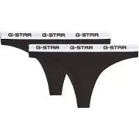 G-Star Tanga "OBSIDIAN, 2 PACK THONGS", Damen, Gr. XXL, 2 Stk., schwarz, Jersey, Obermaterial: 95% Baumwolle, 5% Elasthan, unifarben, eng, Unterhosen Tanga, mit Logobund