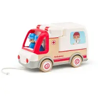 Woody Holz Rettungswagen Spielzeugauto mit Licht und Sound - inklusive Zubehör