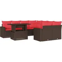 Syfax 9-teiliges Gartensofa-Set mit Kissen, braun, Polyrattan