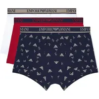 Emporio Armani für Herren. EM000370_AF20669 Set 3 Boxershorts Core navy, rot, weiß (XXL), Heimtextilien, Baumwolle, Marine