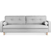 Konsimo Schlafsofa 3-Personen zeitloses Design mit weiche Sitzfläche und hohe Rückenlehne "ERISO", Hellgrau, Strukturstoff, Scandinavian, 220x80x100cm