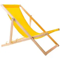 Woodok Liegestuhl Klappbar Holz - Strandstuhl aus Buchenholz bis 120kg, ohne Armlehne - 3-Stufige Rückenlehnenverstellung (Gelb)