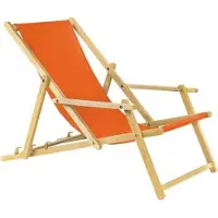 Sonstiges Holz Sonnenliege Strandliege Liegestuhl aus Holz 3 Stufen Klappbare Gartenliege mit Armlehne orange