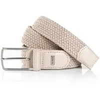 MONTI Flechtgürtel "HAMBURG", Herren, Gr. 115, beige (creme), Materialmix, unifarben, Gürtel Flechtgürtel, 3,5 cm breit, Elastischer Flechtgürtel, Casual-Business-Sportiv