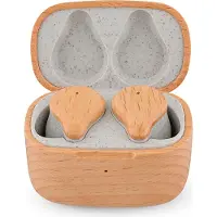 PRIXTON Kabellose Kopfhörer TWS163, Ohrhörer im ECO-Holzdesign, Bluetooth 5.4, ENC-Technologie