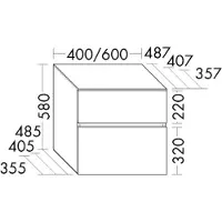 Burgbad Lin20 Unterschrank, 2 Auszüge, 400x357x580mm, USIU040F5355, Farbe: Eiche Dekor Cashmere