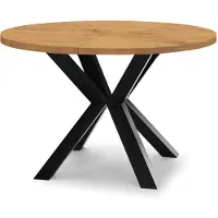 Dekori.Interiors Ausziehbarer runder Esstisch Schwarz RAL 110/210 cm, Eiche Lancelot mit massiven Buchenholzbeinen – Loft, rustikal
