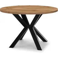 Dekori.Interiors Ausziehbarer runder Esstisch Schwarz RAL 90/140 cm, Eiche Wotan mit massiven Buchenholzbeinen – Loft, rustikal