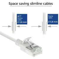 ACT Weiß 10 Meter langes LSZH-U/FTP-Cat-6a-Datencenter-Slimline-Patch-Kabel mit RJ45-Anschlüssen und Knickschutz, 10 m, Cat6a, U/FTP (STP), RJ-45, RJ-45, Weiß