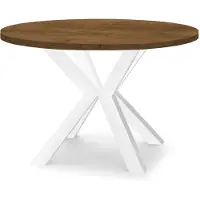 Dekori.Interiors Ausziehbarer runder Esstisch Weiß RAL 120/220 cm, Eiche Lefkas mit massiven Buchenholzbeinen – Loft, rustikal