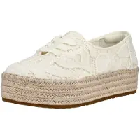 Toms Valencia Lace UP natural floral crochet 39