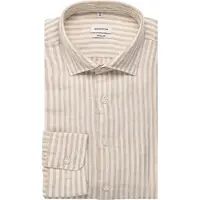Seidensticker Leinenhemd "Schwarze Rose", Herren, Gr. XXL (45), normale Ärmellängen, beige, 100% Leinen, gestreift, regular fit, 2-Knopf-Manschette, Hemden Leinenhemd, Regular 1/1 Kentkragen Gestreift