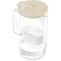 Wessper Glas Wasserfilterkanne Beige 2L mit LED Anzeige + 1 Aquamax Filter
