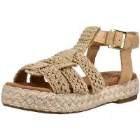 Toms Espadrille Sandalen Textil mit geflochtenen Riemen, verstellbarem Fesselriemen und Bastsohle
