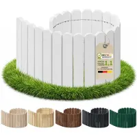 Pemicont Floranica Holzpalisade Holz ohne Erdspieße 100 x 30 cm, Weiß – Rollzaun aus Kiefer zum Eingraben oder Verkleiden