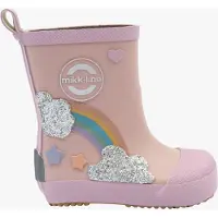 Mikk-Line - Kid's Wellies Rainbow Patch Barefoot - Gummistiefel Gr 19 rosa
