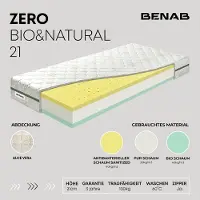 Benab Schaummatratze Zero Bio&Natural 21 Matratze 90 x 195 cm H3 / H4 hart 21 cm hohe Schaummatratzen, Aloe Vera, Antibakteriell, BIO Schaum, PUR