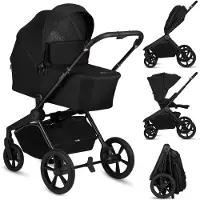 Lionelo Freya 2in1 Kombikinderwagen mit Babywanne und Buggy faltbar bis 22 kg PolyurethanRäder Federung XXL Liegefläche - Schwarz