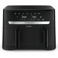 Moulinex Dual Easy Fry EZ901N, Heißluftfritteuse, 8,3 l, 1,4 kg, Doppel, Schwarz, Touchsteuerung