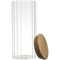 HowHomely | Aufbewahrungsglas - ARNO - 1100 ml - Transparent - Mit Akazienholzdeckel - Stilvolle Küchenorganisation