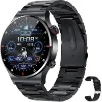 Mc star Herren Smartwatch 1,28 Zoll Smartwatch IP67 Wasserdichte Sportuhr BT5.1 Smartwatch Fitn Traer Multifunktionale Uhr Kompatibel mit Android5.0/iOS10.0, Herren , schwarz