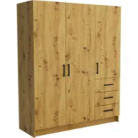 Masseno Drehtürenschrank PINELLO 144/177/50 cm 3-türig Schlafzimmer Schrank Kleiderschrank Eiche Artisan