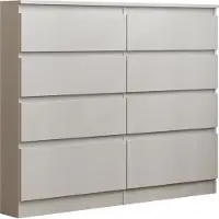 Masseno Kommode ADRIANO 120 cm Sideboard mit 8 Schubladen für Wohnzimmer Schlafzimmer Modern 120x33x100 cm Weiß / Weiß
