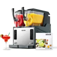 Vevor Slush Maschine 2 x 4 L, Slusheis Eisbereiter 455 W (kein Eis nötig), Elektrische Margarita-Maschine mit Selbstreinigungsfunktion