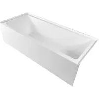 SucceBuy Rechteckige Nischenbadewanne (1826 x 813 x 508 mm), Moderne Badewanne aus doppelwandigem Acryl mit rechtem Ablauf und Überlauf, Integrierter Rand, 220 L Fassungsvermögen, Weiß
