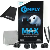 Comply Ohrstöpsel TrueGrip MAX für Airpods Pro 3 Schwarz S mit Tuch