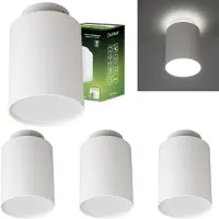 LUMILED 4er Set Aufbauspot GU10 Fassung Weiß Feste Deckenspot Aufputz Deckenstrahler Modern Spot Deckenleuchte Aluminium Aufbaustrahler 230V Rund für Flur Wohnzimmer Küche Schlafzimmer H: 15cm 4 Stück