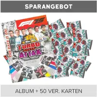 Topps - Turbo Attax Formel 1 2025 - Trading Cards - 1 Leere Sammelmappe + 50 verschiedene, zufällige Karten