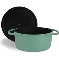 Springlane Cocotte mit Deckel - Gusseisen Topf Bräter Schmortopf Kochtopf Induktion - 24 cm rund, 4 l - Mint