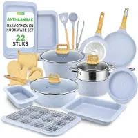 Nutrichef Set mit 22 Küchen- und Backutensilien | Professionelle Sammlung für den Haushalt mit Töpfen, Pfannen in verschiedenen Größen, Antihaft- und