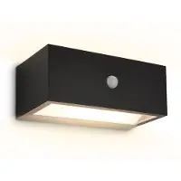 Briloner Außenwandleuchte Akku Bewegungsmelder 18,5cm 6,5W 700lm 3000K Warmweiß Dimmbar Schwarz - Wandlampe Balkon Terrasse Hauswand