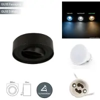 LED line Deckenleuchte ROLLO MIDI Einbaustrahler Unterputz Schwenkbar 45° Rund Schwarz aus Aluminium mit Fassung GU10 5W Leuchtmittel Warmweiß