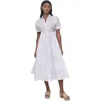 DKNY Button Front Poplin Kurzarmkleid