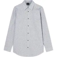 Armani Exchange für Herren. XM002811AF24739F0204 Reguläres Jacquard-Hemd, garngefärbt, weiß (XS), Lässig, Baumwolle, Klassisch, Langarm