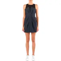 Armani Exchange für Damen. XW001977AF21337MB001 Ausgestelltes Chambray-Kleid mit marineblauem Gürtel (L), Lässig, Baumwolle, Langarm