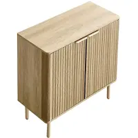 SucceBuy Sideboard Küchenschrank mit 2 Ablageflächen, Buffetschrank im klassischen Design für Wohnzimmer, Flur und Küche, Aufbewahrungsschrank 80 x 37,5 x 80 cm in Eichenoptik