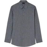 Armani Exchange für Herren. XM002811AF24739FB442 Reguläres Hemd aus Jacquardgarn, marineblau gefärbt (L), Lässig, Baumwolle, Klassisch,
