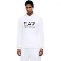 EA7 für Herren. 7M001413_AF22266 Weißer Core Identity Kapuzenpullover (XS), Lässig, Baumwolle, Langarm