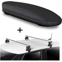 VDP Dachbox VDPMAA460 460 Liter schwarz matt abschließbar + Dachträger EVO ALU kompatibel mit für Seat Ibiza (021A) 5 Türer 1984-1993