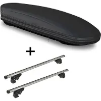 VDP Dachbox VDPMAA460 460Ltr schwarz matt abschließbar + Dachträger/Relingträger LION1 kompatibel mit für Kia Carnival (GQ) (5 Türer) 98-01