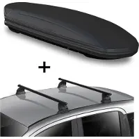 VDP Dachbox VDPMAA460 460 Liter schwarz matt abschließbar + Dachträger EVO Stahl kompatibel mit für Kia Cee'd (ED) 3-5 Türer 2006-2012